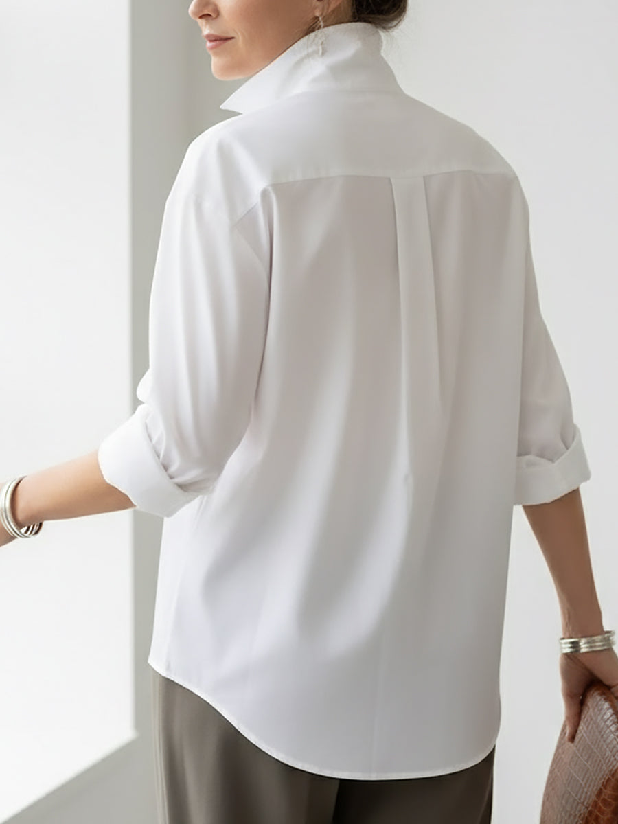 Large Button Long Sleeve Blouse