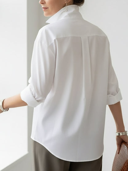 Large Button Long Sleeve Blouse