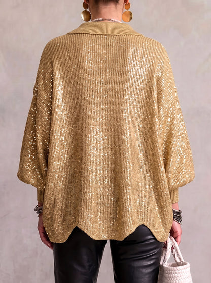 Collared Gold Button Oversized Cardigan