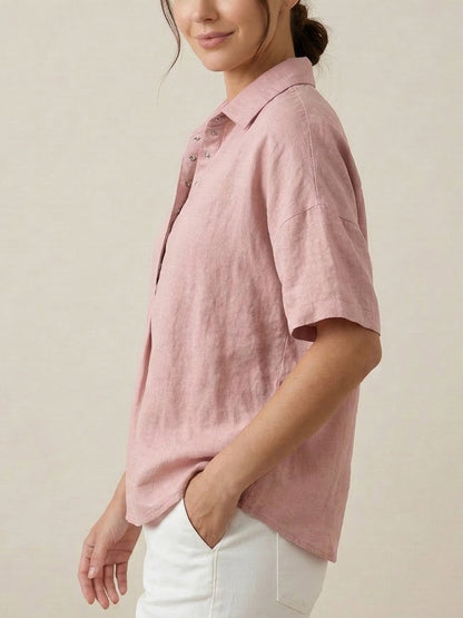 Short Sleeve Button Front Top