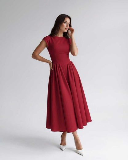 Sleeveless Flared Gathered A Line Dress