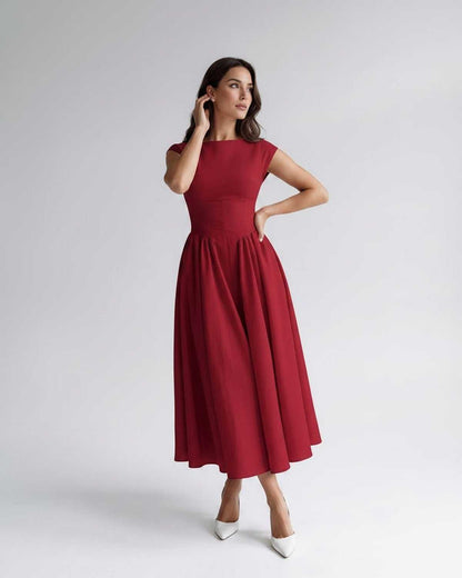 Sleeveless Flared Gathered A Line Dress