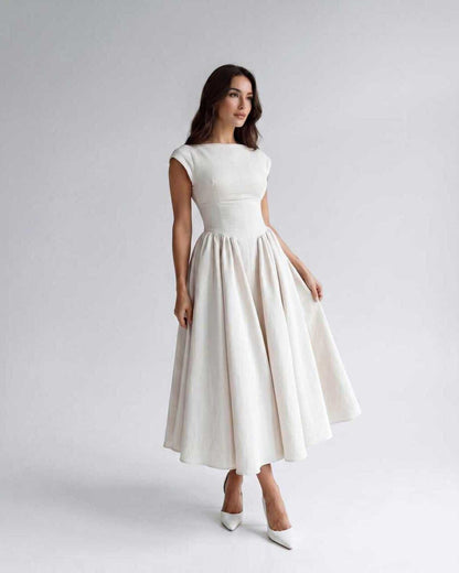 Sleeveless Flared Gathered A Line Dress