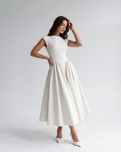 Sleeveless Flared Gathered A Line Dress