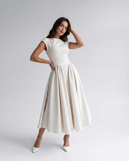 Sleeveless Flared Gathered A Line Dress