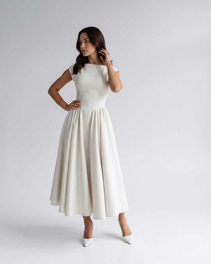 Sleeveless Flared Gathered A Line Dress