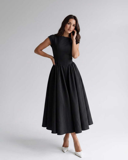 Sleeveless Flared Gathered A Line Dress