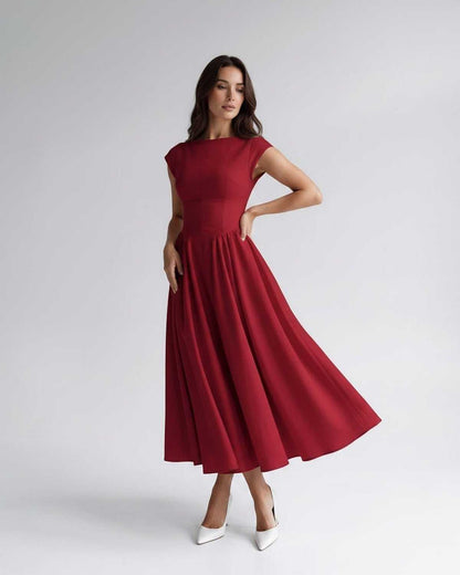 Sleeveless Flared Gathered A Line Dress