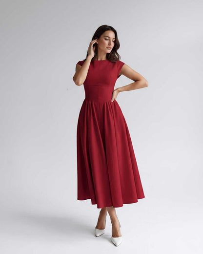 Sleeveless Flared Gathered A Line Dress