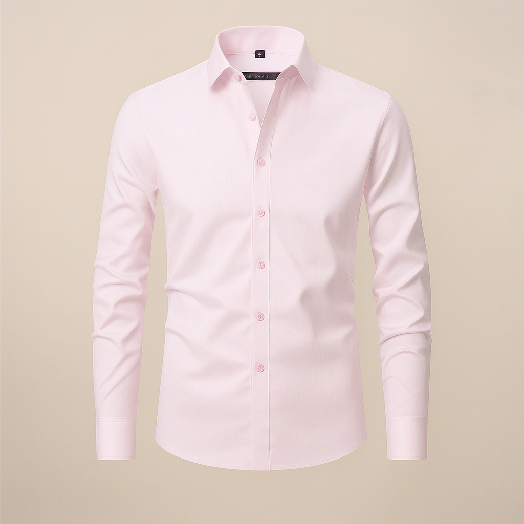 Slim Fit Solid Single Pocket Point Collar Button Down Shirt