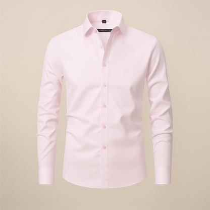 Slim Fit Solid Single Pocket Point Collar Button Down Shirt