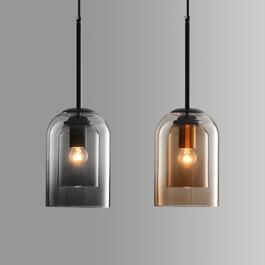 Ceiling Pendant Light with Dual Glass Shades