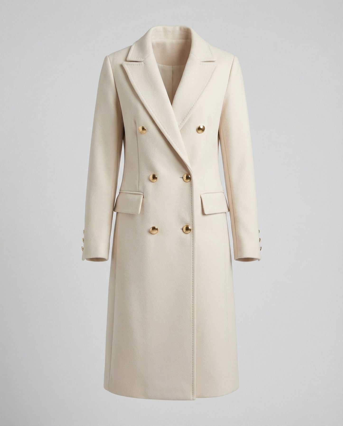 Collared Buttoned Tailored Flapped Long Coat