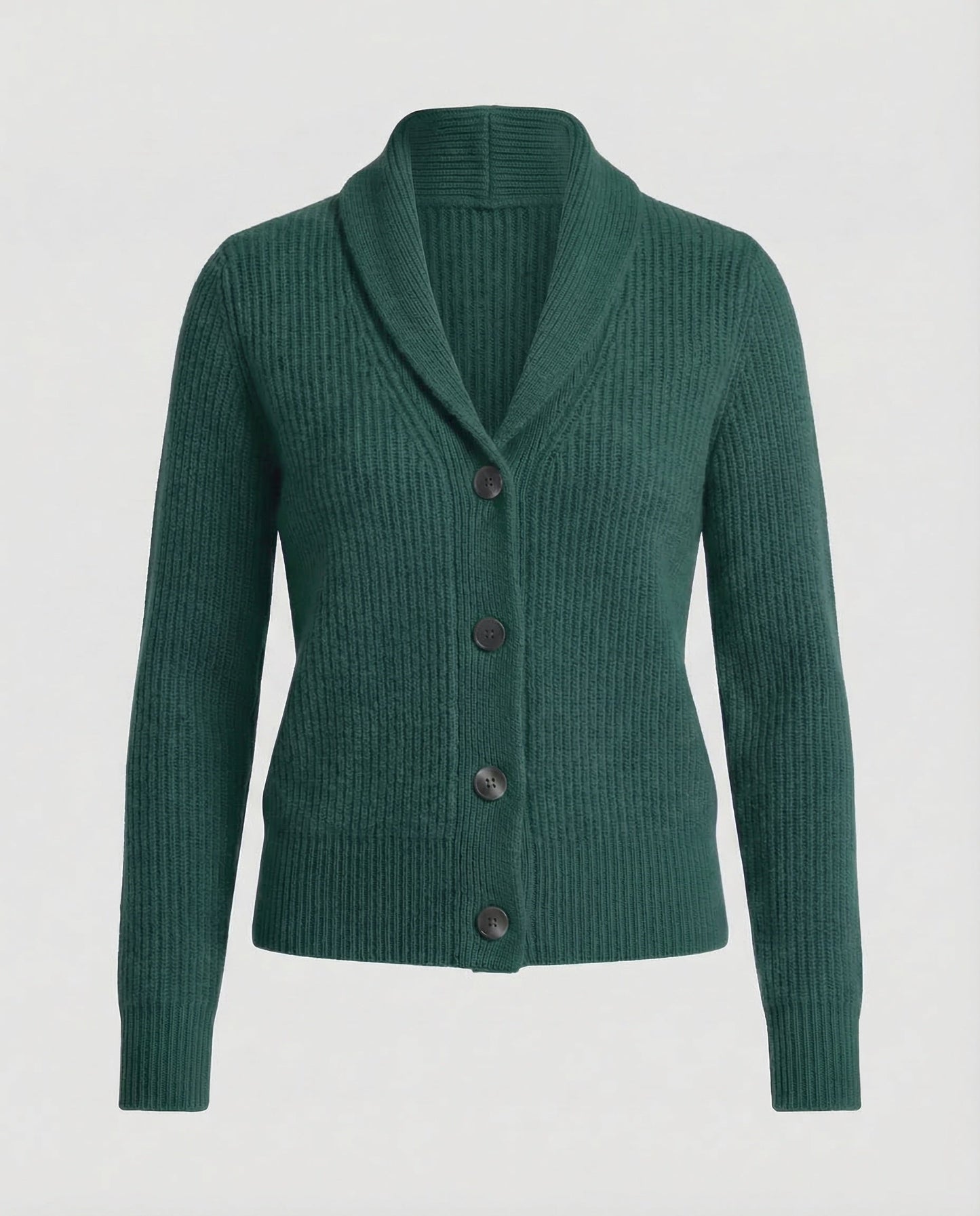 Ribbed Collared Buttoned Fitted Cardigan