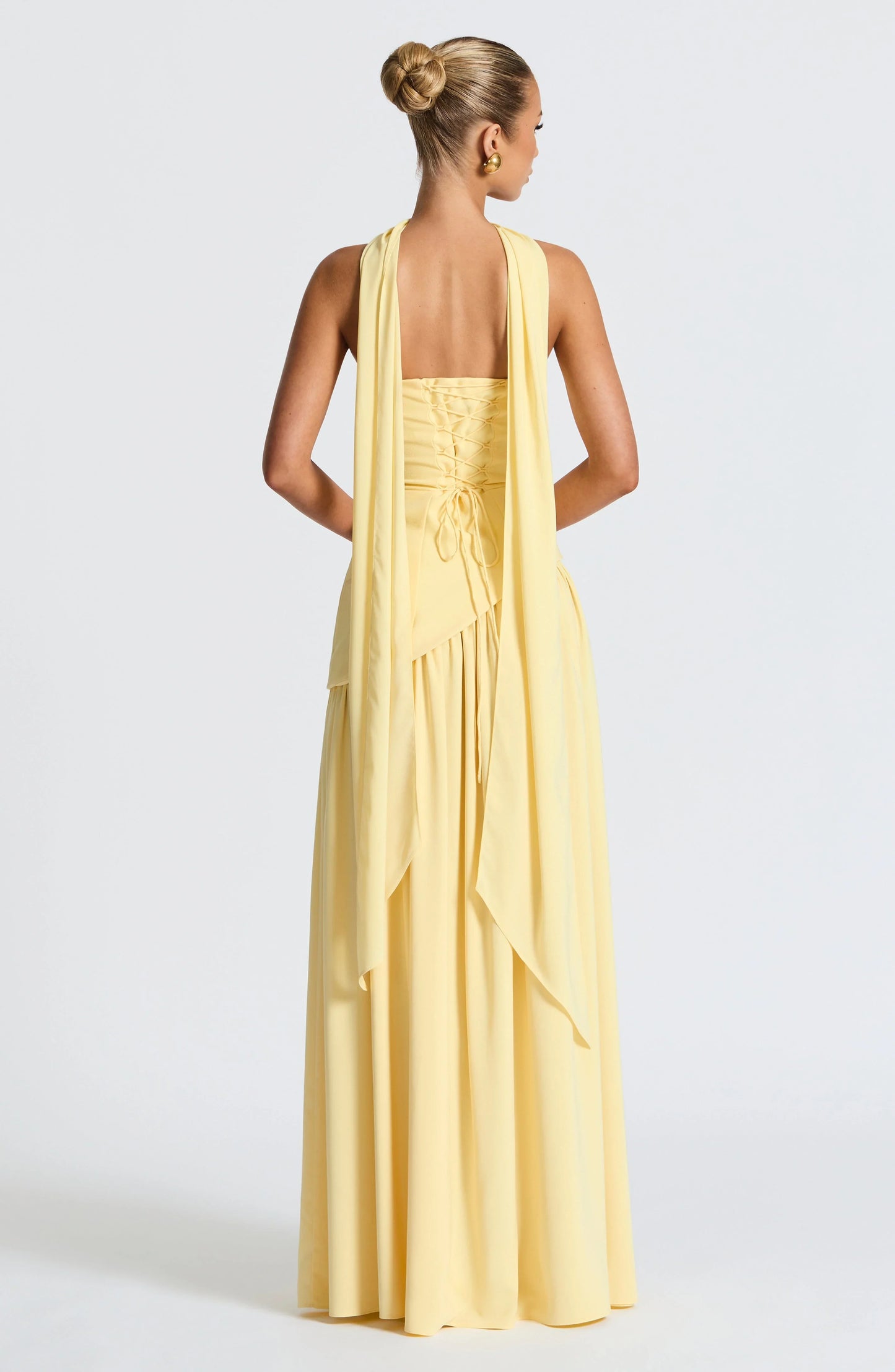 Strapless Corseted Asymmetrical Split Long Dress