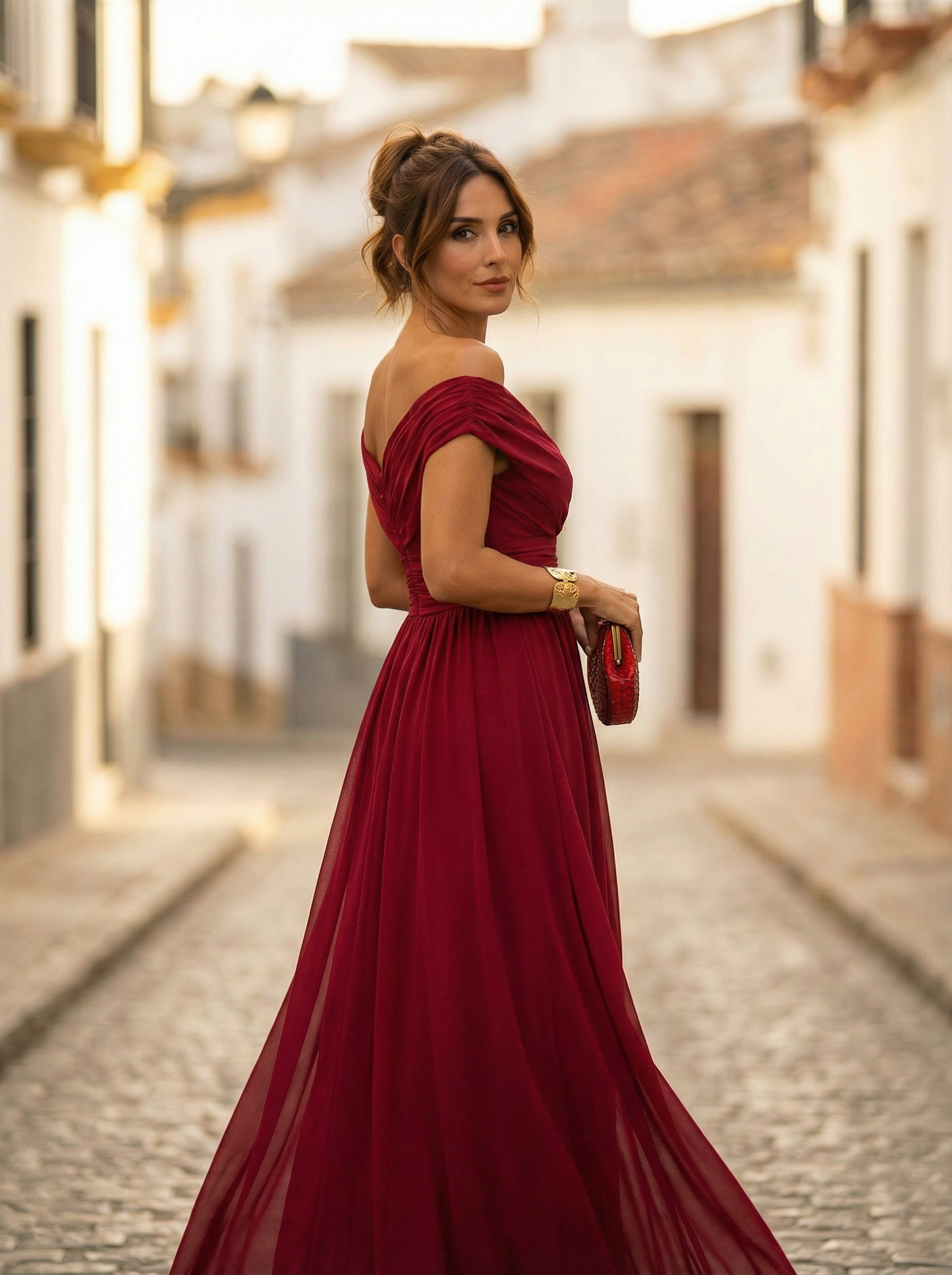 Draped Wrapped Ruched Flowing Maxi Dress