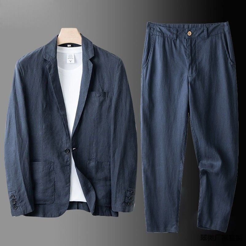 Single Button Blazer Straight Pant Set