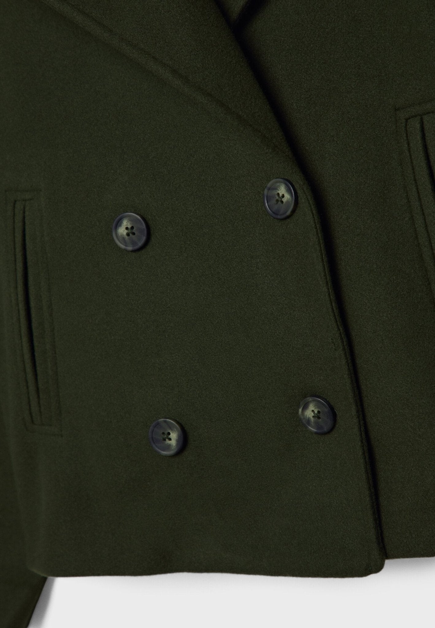 Notched Collar Double-Breasted Cropped Peacoat For Women