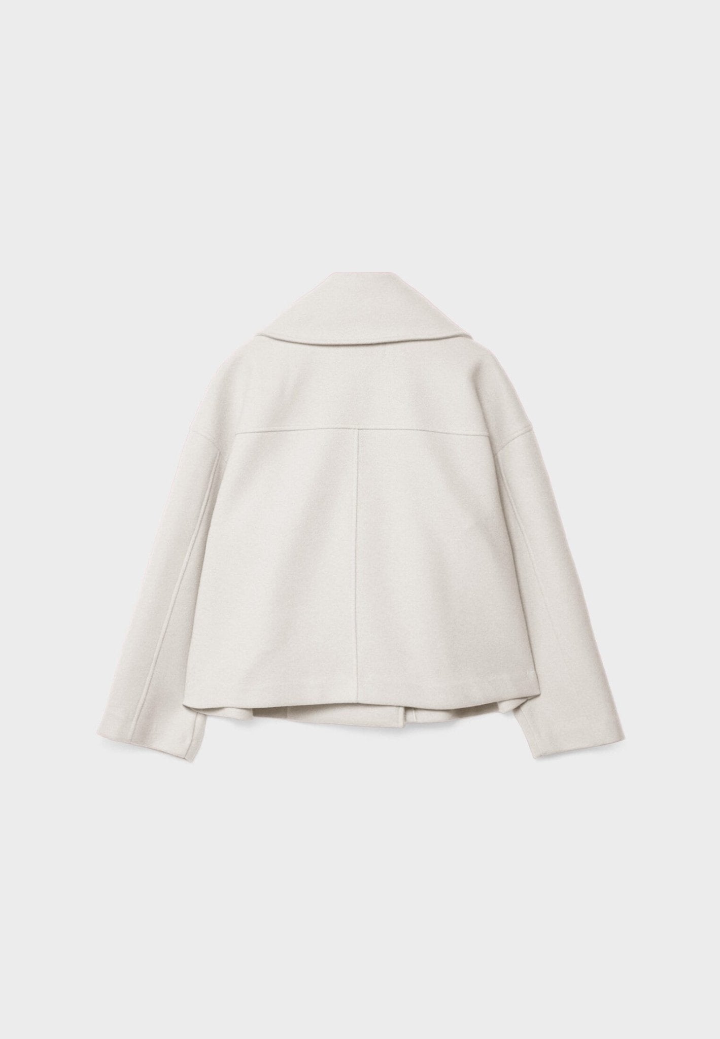 Notched Collar Double-Breasted Cropped Peacoat For Women