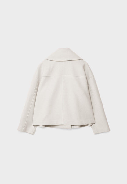 Notched Collar Double-Breasted Cropped Peacoat For Women