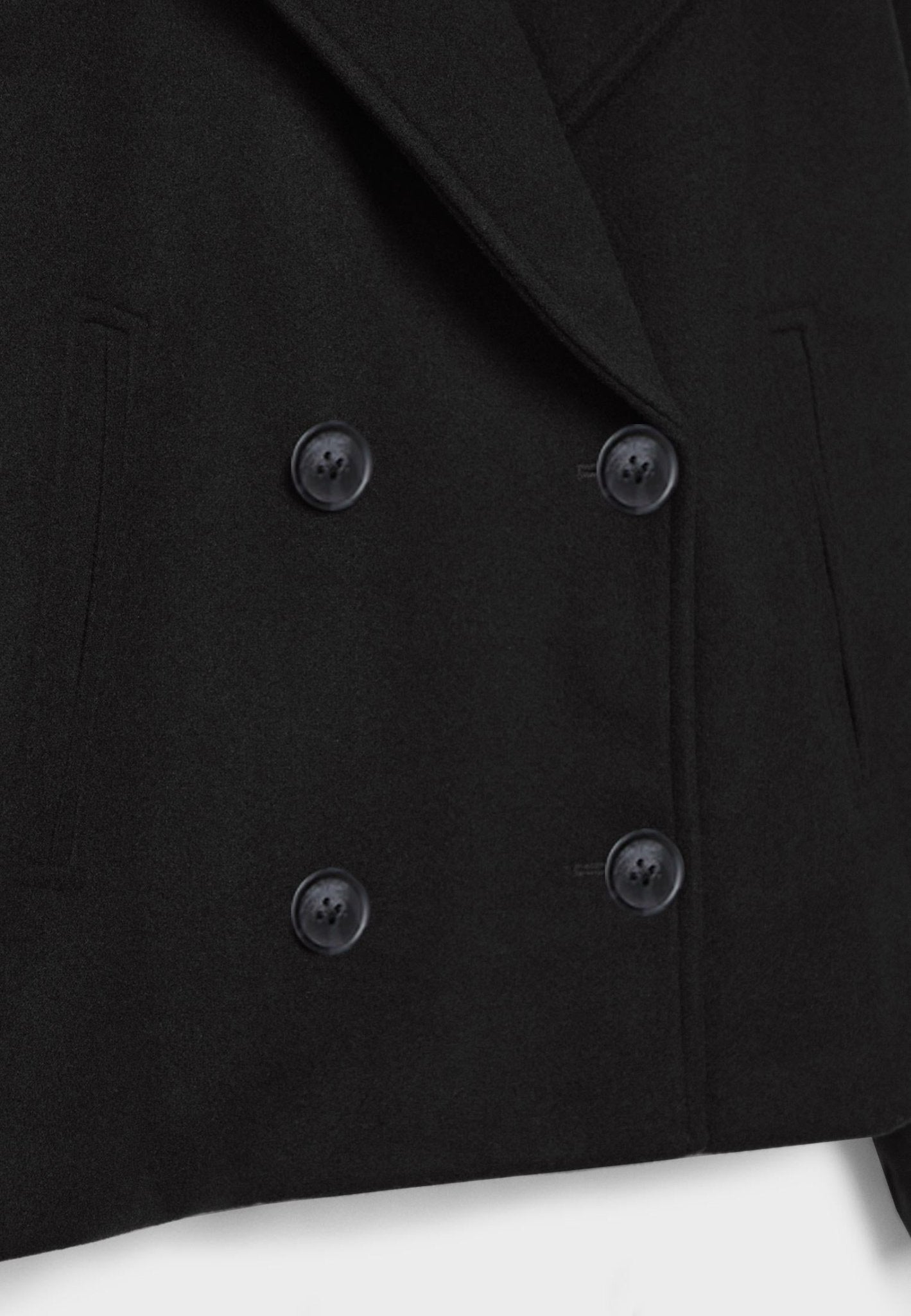 Notched Collar Double-Breasted Cropped Peacoat For Women