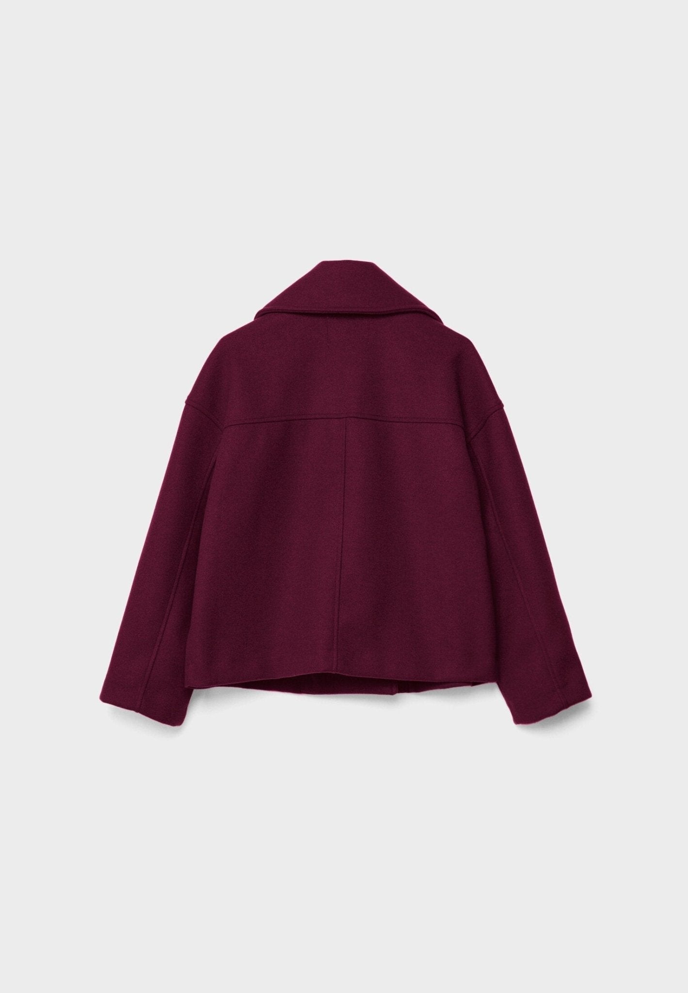 Notched Collar Double-Breasted Cropped Peacoat For Women