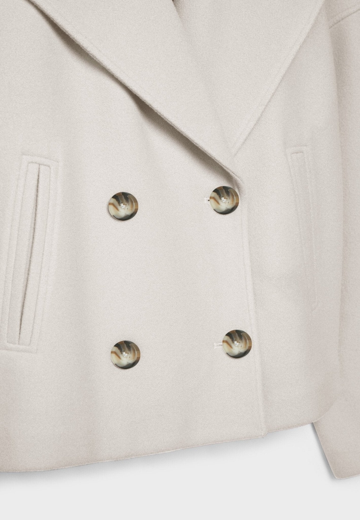 Notched Collar Double-Breasted Cropped Peacoat For Women