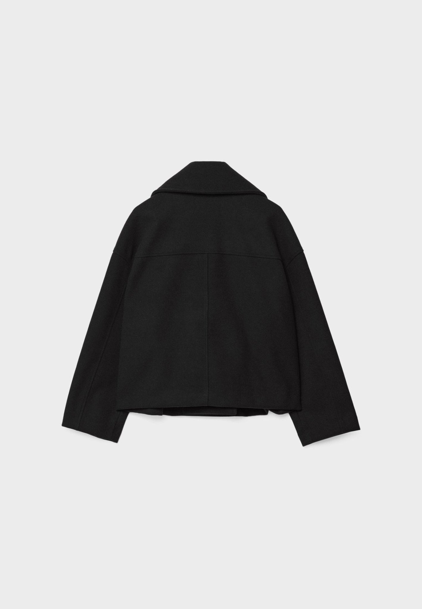 Notched Collar Double-Breasted Cropped Peacoat For Women