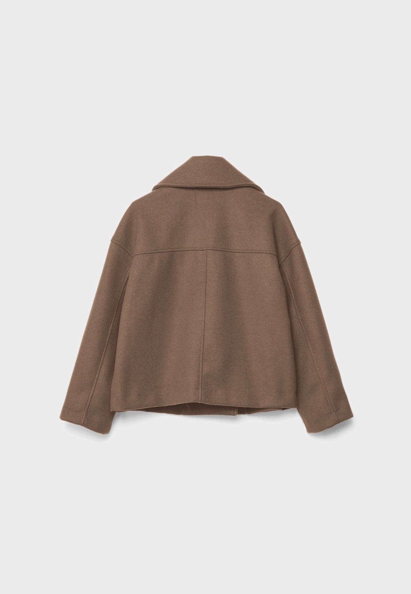 Notched Collar Double-Breasted Cropped Peacoat For Women