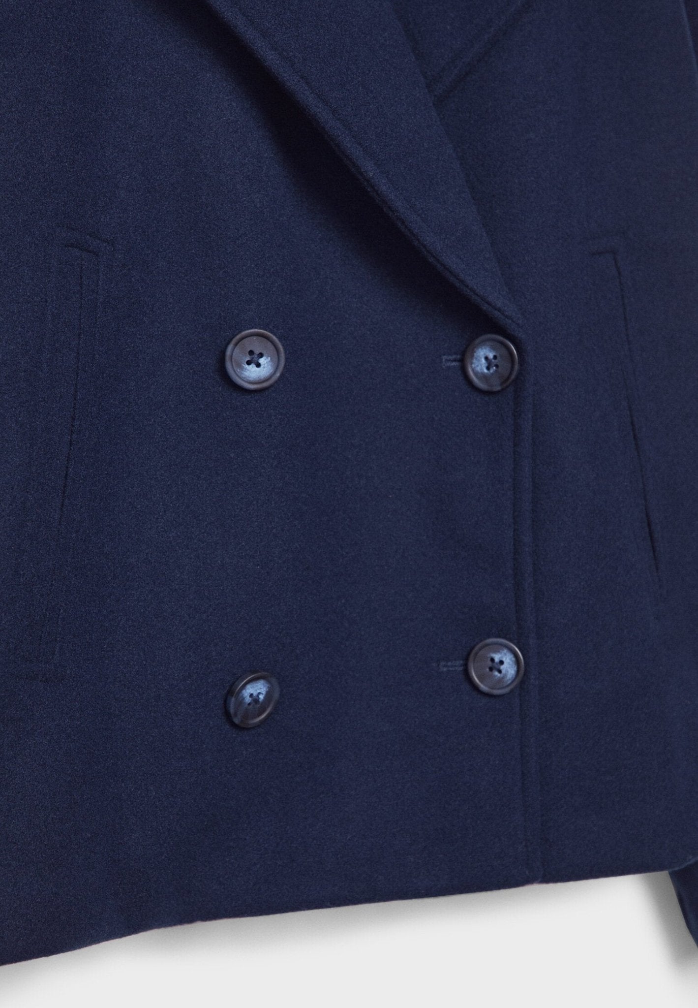Notched Collar Double-Breasted Cropped Peacoat For Women