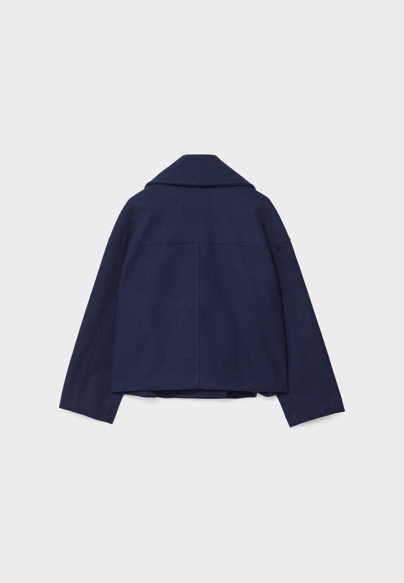 Notched Collar Double-Breasted Cropped Peacoat For Women
