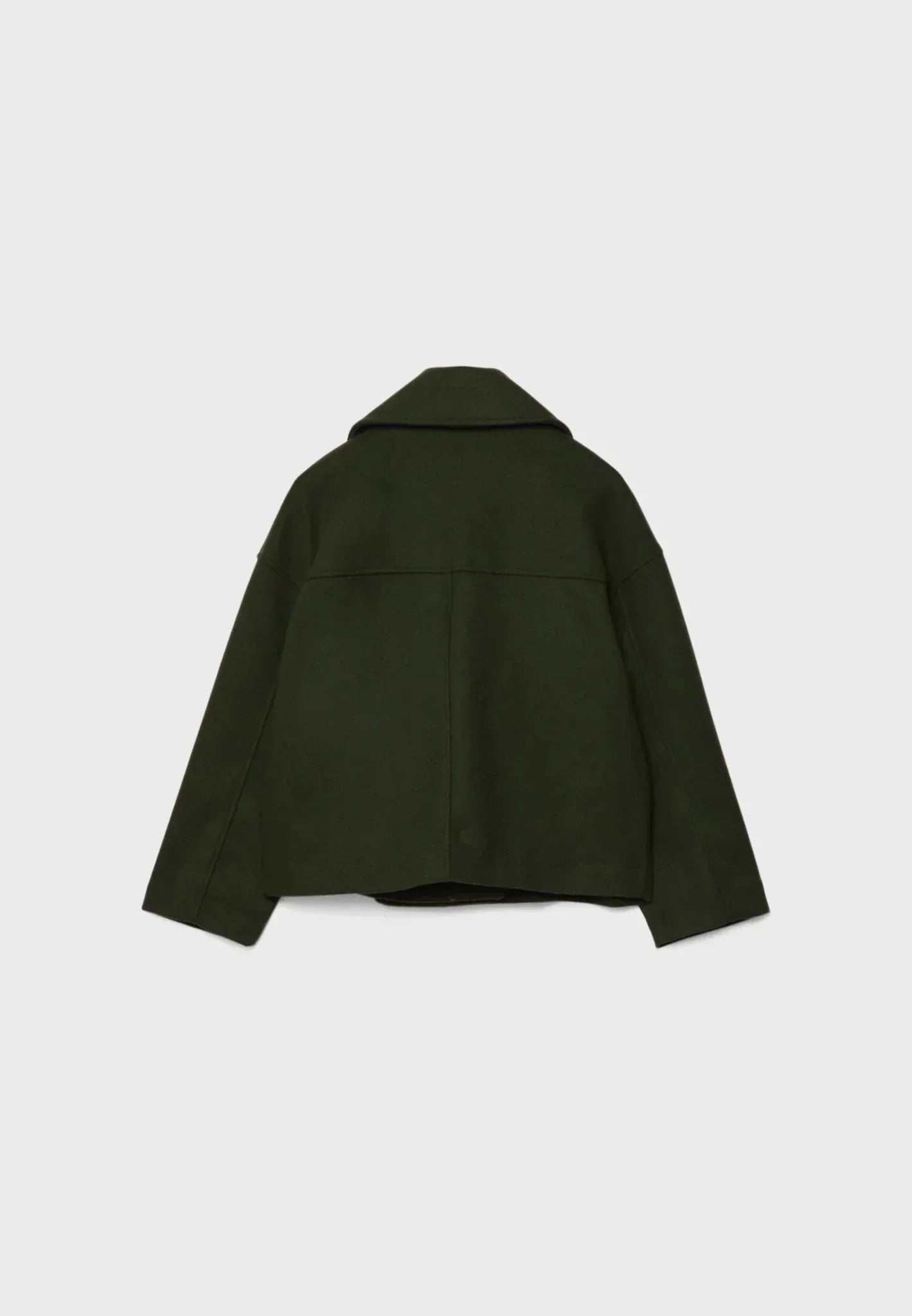 Notched Collar Double-Breasted Cropped Peacoat For Women