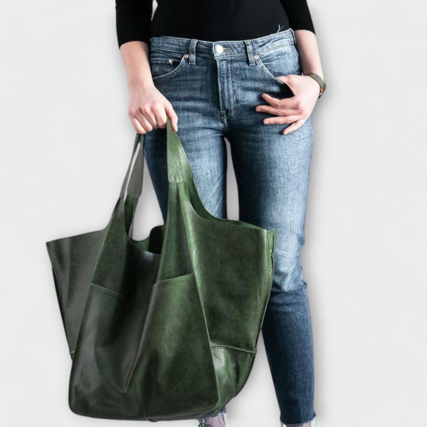 Pocketed Slouchy Oversized Structured Stitched Folded Bag