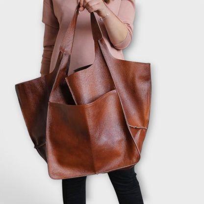 Pocketed Slouchy Oversized Structured Stitched Folded Bag