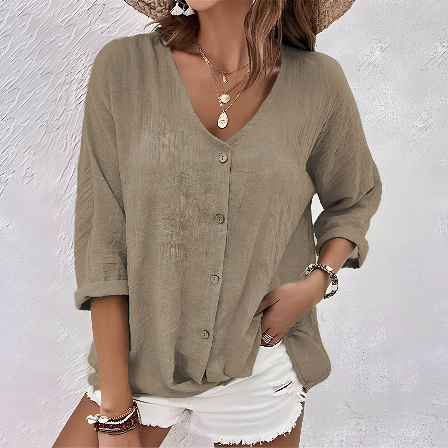 Loose Fit Long Sleeve Blouse