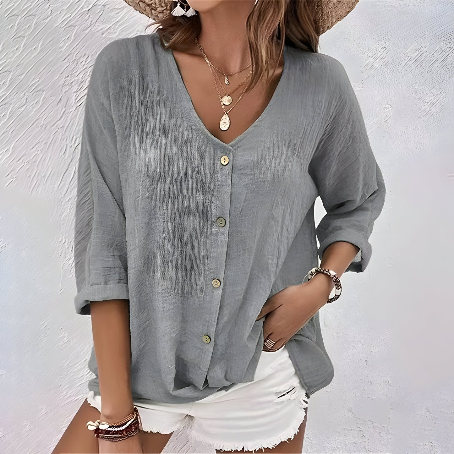 Loose Fit Long Sleeve Blouse