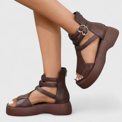 Strapped Buckled Thick Chunky Cutout Open Sandals