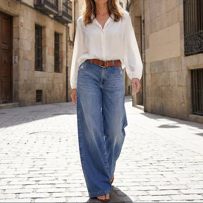 High Waist Wide Leg Pocketed Trousers