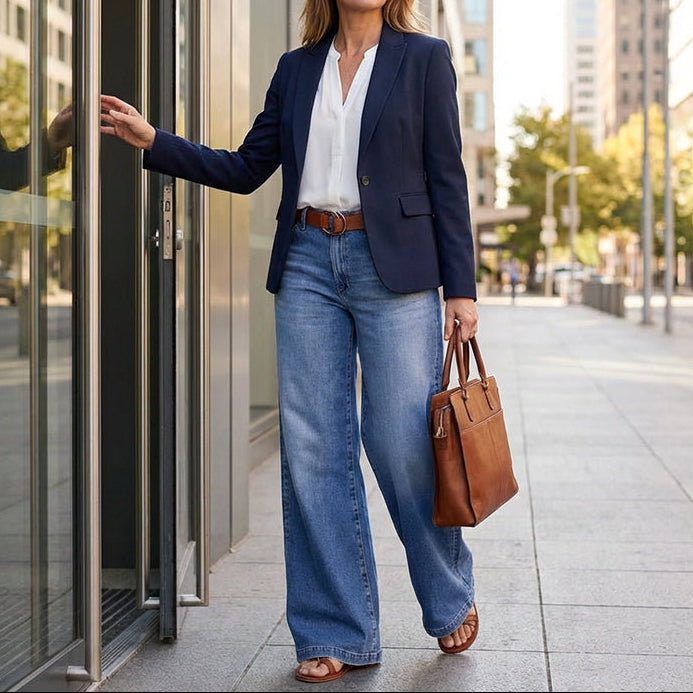 High Waist Wide Leg Pocketed Trousers