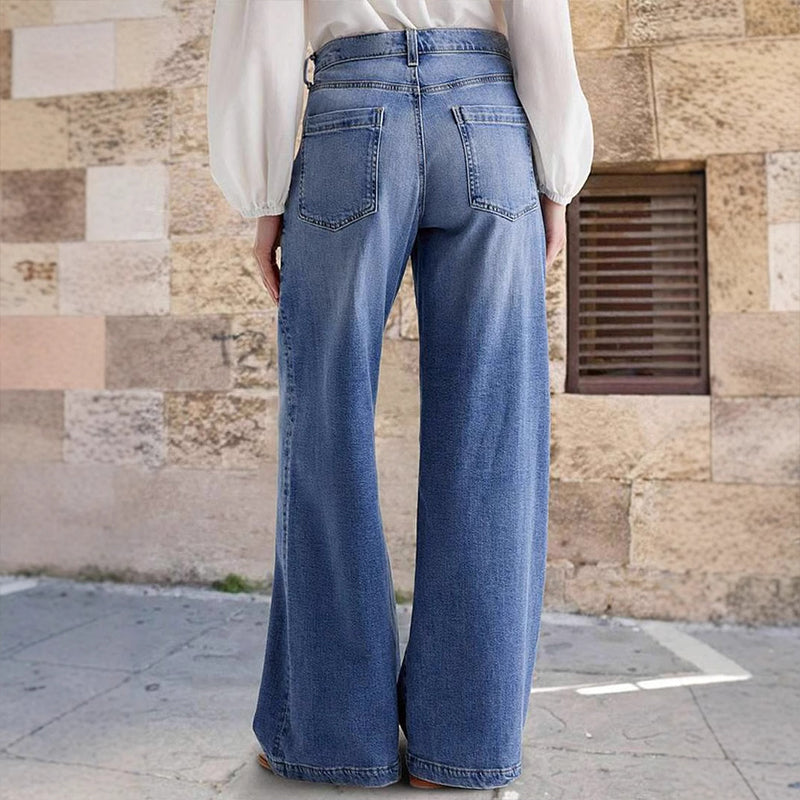 High Waist Wide Leg Pocketed Trousers