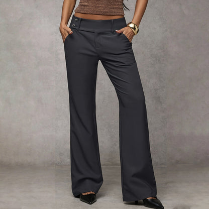 Women's High Waist Tailored Wide Leg Trousers