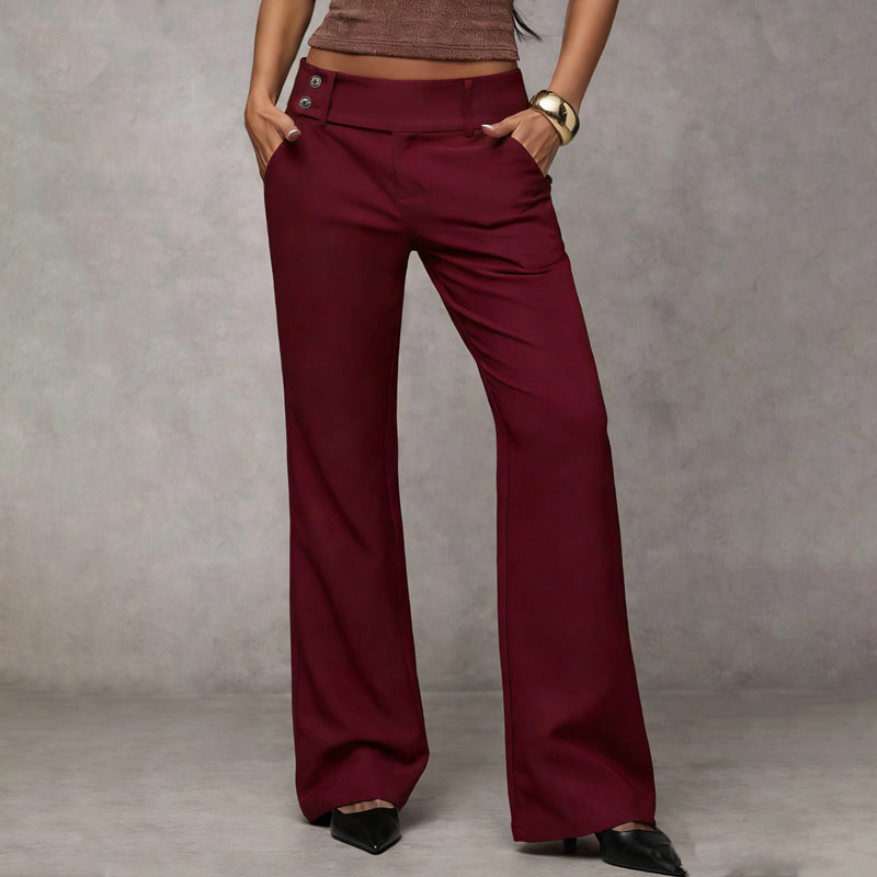 Women's High Waist Tailored Wide Leg Trousers