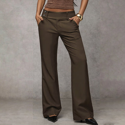 Women's High Waist Tailored Wide Leg Trousers