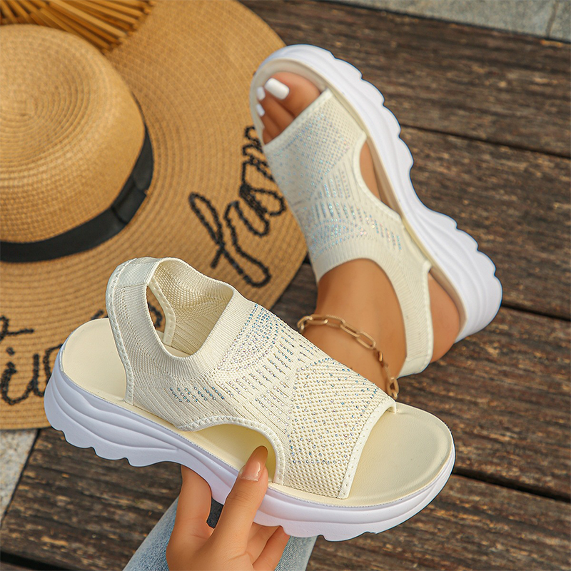 Platform Thick Sole Open Toe Mesh Slingback Sandals