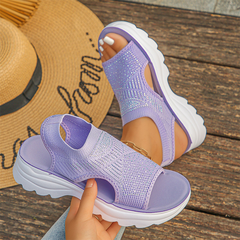 Platform Thick Sole Open Toe Mesh Slingback Sandals