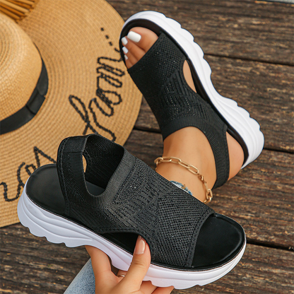 Platform Thick Sole Open Toe Mesh Slingback Sandals