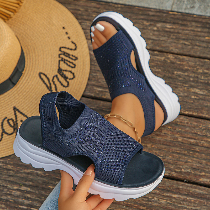 Platform Thick Sole Open Toe Mesh Slingback Sandals