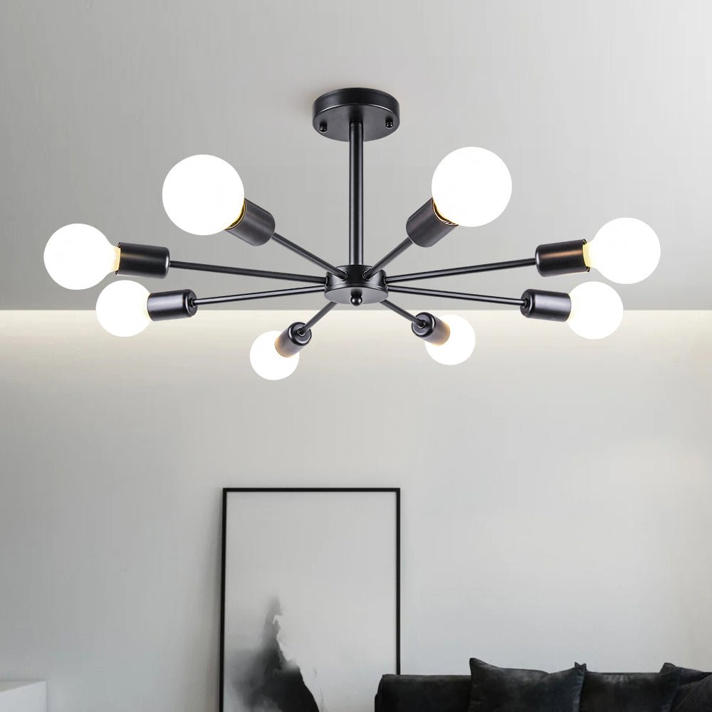 Symmetrical Spoke Ceiling Light with Globe Bulbs