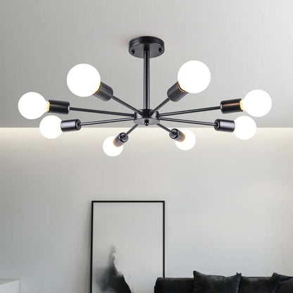 Symmetrical Spoke Ceiling Light with Globe Bulbs