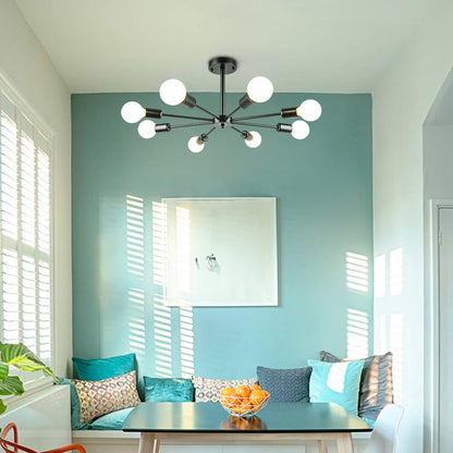 Symmetrical Spoke Ceiling Light with Globe Bulbs